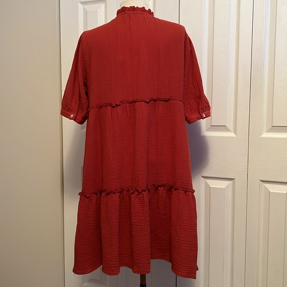 Anthropologie Drew Amber Tiered Ruffle Short Sleeve Prairie Dress Size Medium - Picture 6 of 15
